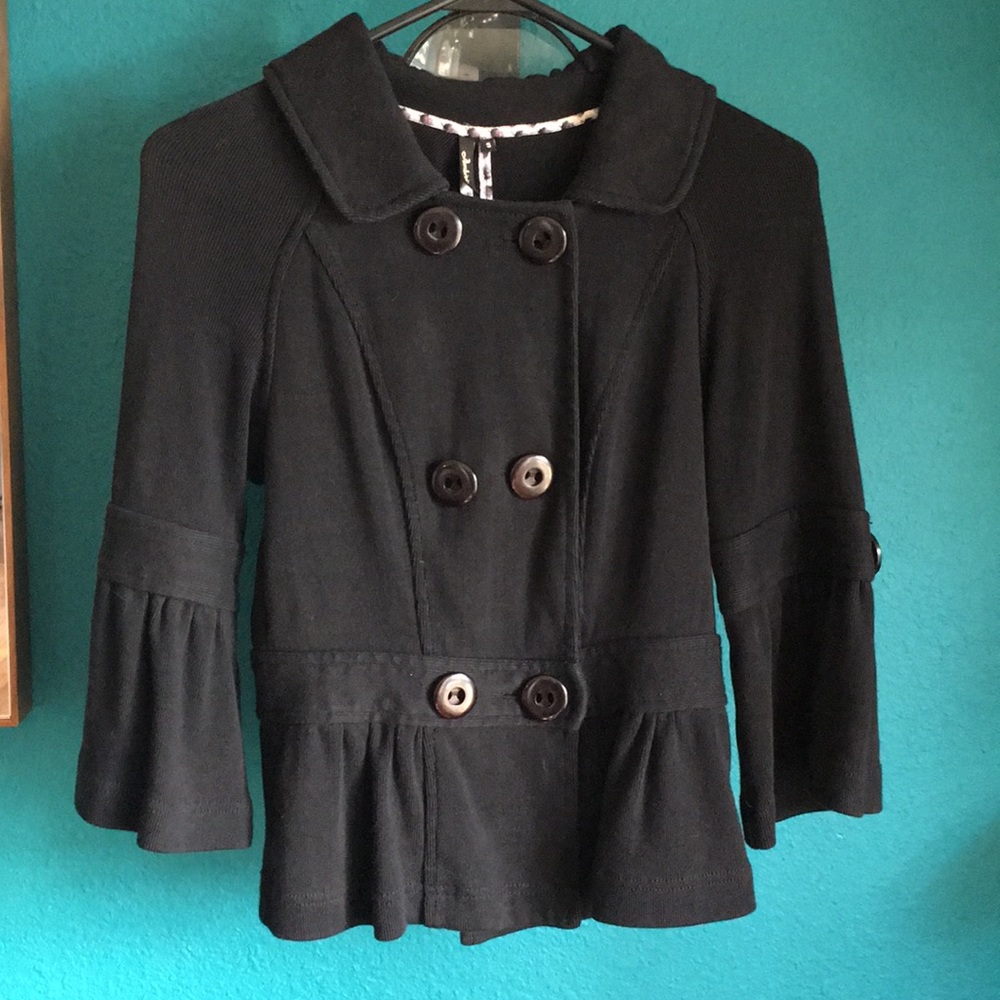 Black cropped pea coat